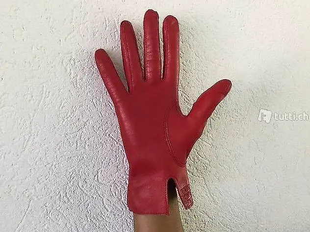 Handschuhe, rot, echtes Leder