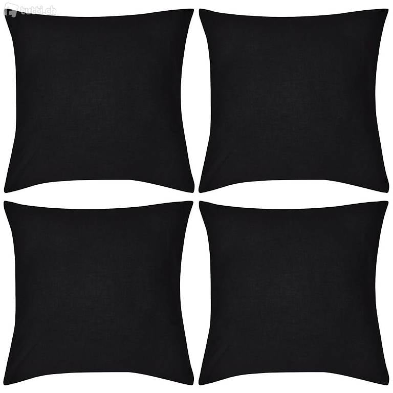  4 schwarze Kissenbezüge Baumwolle 50 x 50 cm