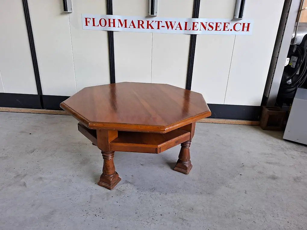 8-Eckiger Lounge Tisch Couchtisch Clubtisch unten mit Ablage