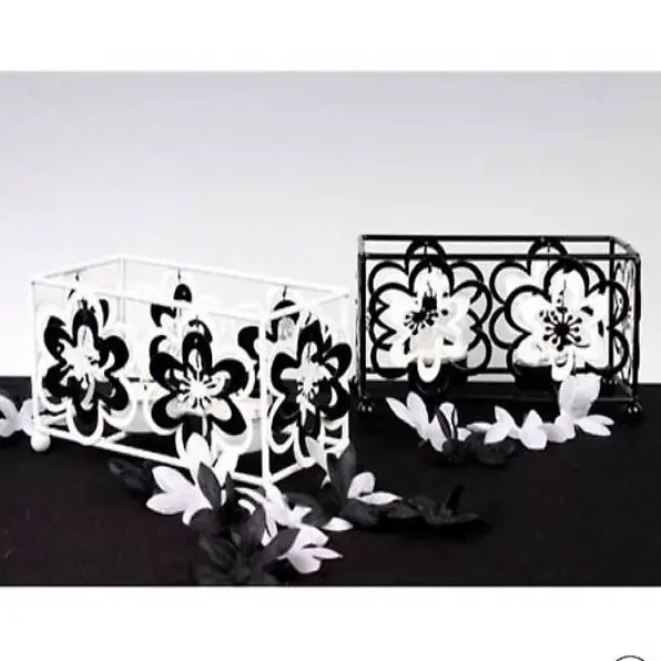 Kerzenständer Blumen schwarz weiss Windlicht Teelichthalter