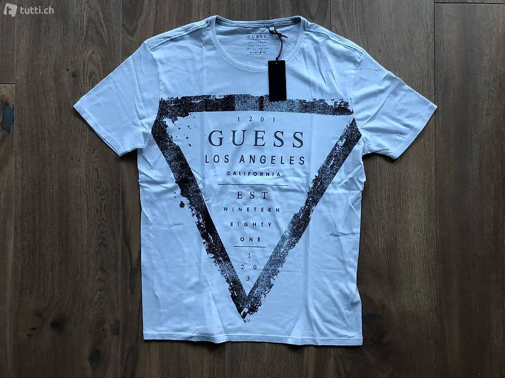 Neues GUESS Designer T-Shirt Weiss Gr. XL