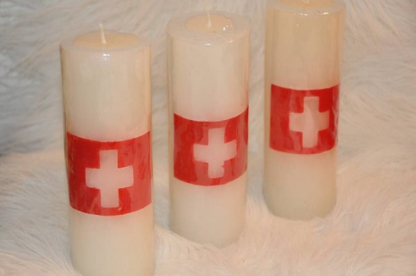 Kerze LED Schweizer Kreuz