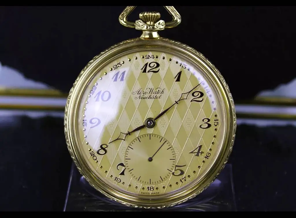 AeroWatch Lépine Hartvergoldete Taschenuhr