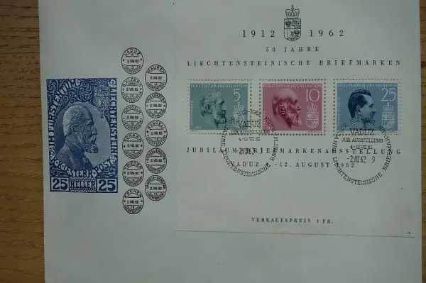Kuvert zur 50. Briefmarkenausstellung FL in Vaduz (1912-1962