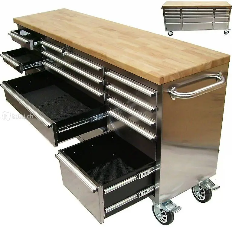  Mobil Werkzeugkiste Arbeits-Tisch Werkstattwagen Werkbank