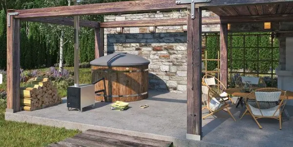 Plastic hot tub Premium 180 mit Aussenofen