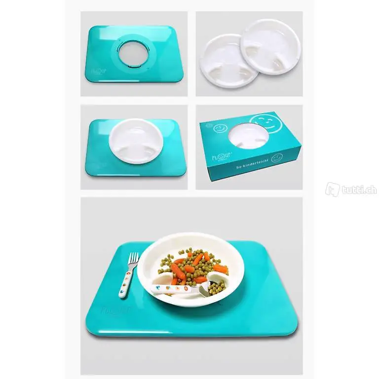 PLOUP Kindertellerset: 1 Fixierplatte + 2 Teller