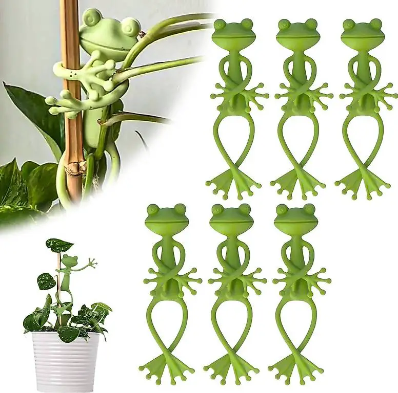 Frosch Pflanzenstütze, 6 Stück Frosch Pflanzenclips für Klet