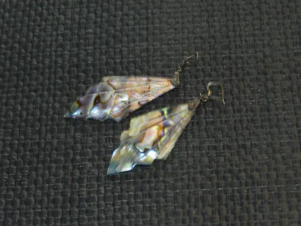 Vintage Abalone Ohrhänger, Gesamtlänge ca. 8 cm