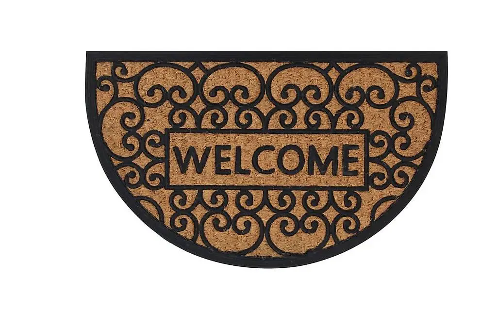 Fussmatte Halbrund 45x75 cm Gummi und Kokosfaser