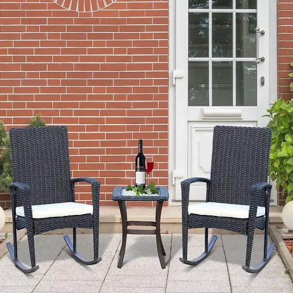  Schaukelstuhl Set Gartenmöbel Dreiteilige Sitzgruppe