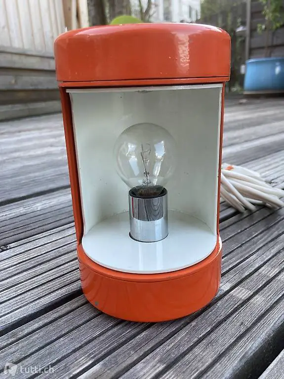 Lampe 70er Jahre D.Walenti Modell Laura orange weiss