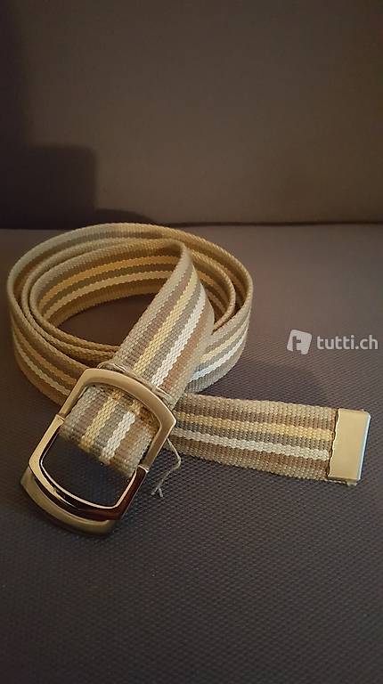 wunderschöner Gurt Belt gestreift Stoff Silberschnalle neuw.