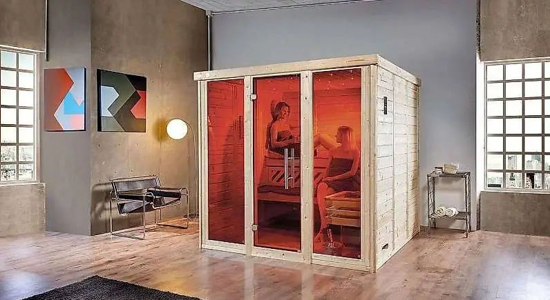 weka Design-Sauna KEMI PANORAMA 3 inkl. Saunaofen 7,5 kW Bio