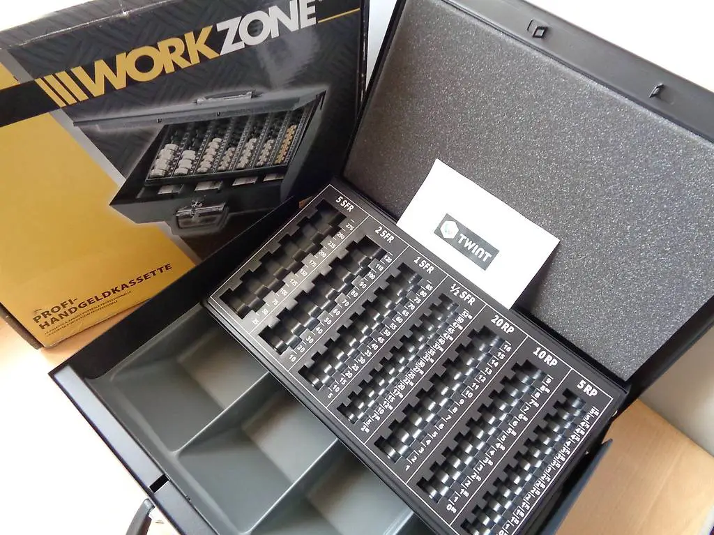 neue profi geldkassette kasse geldkasse mit münzrechen