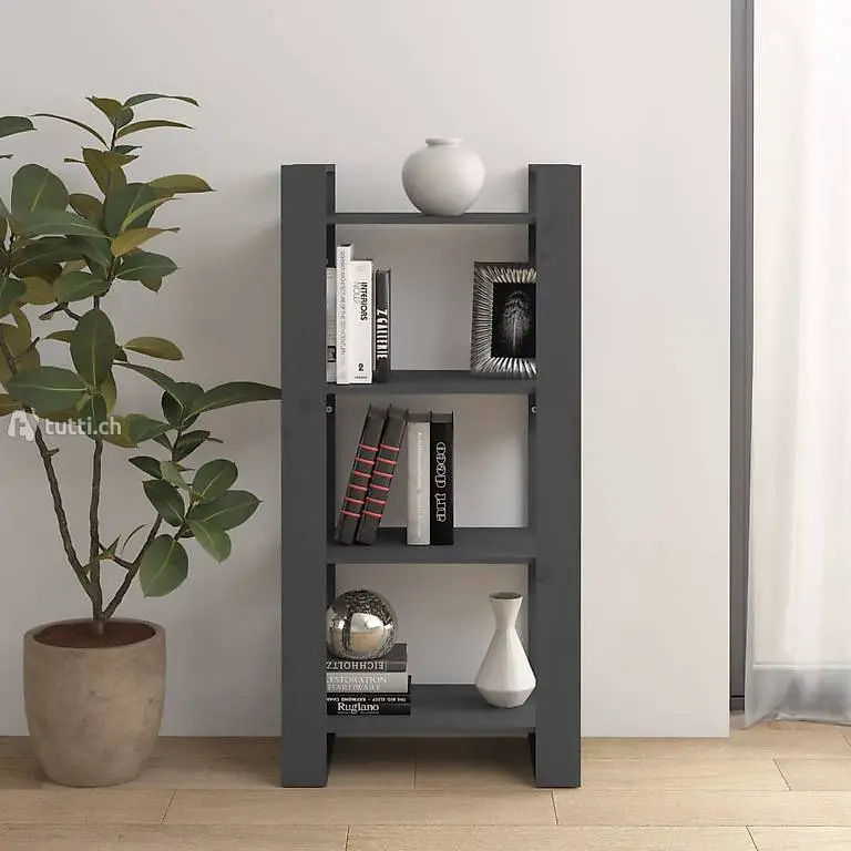  Bücherregal/Raumteiler Grau 60x35x125 cm Massivholz