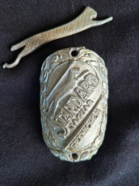 Standard Jaguar 1934 Velo Steuerkopf CH Schild Emblem