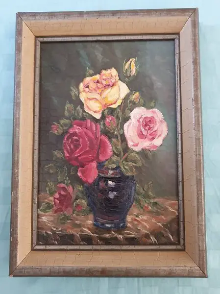  Ölbild W. Fritz Müller Rosen Stilleben