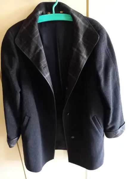 Lange Damenjacke Gr. 46, anthrazit, Reine Schurwolle