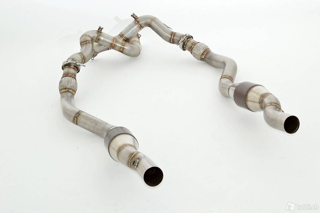  2x 76mm Downpipe mit 100 Zellen HJS Sport-Kat. Edelstahl