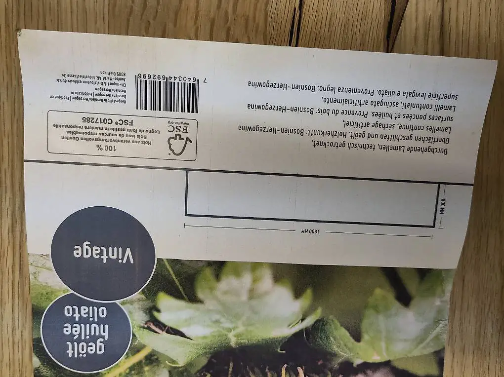 Leimholzplatte Zerreiche 1.8x0.8m 27mm Dicke