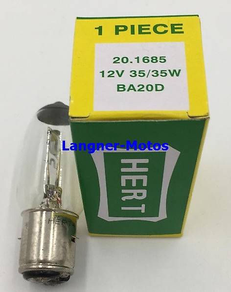 Glühlampe Birne Hert BA20d 12 Volt 35/35 Watt klar Halogen