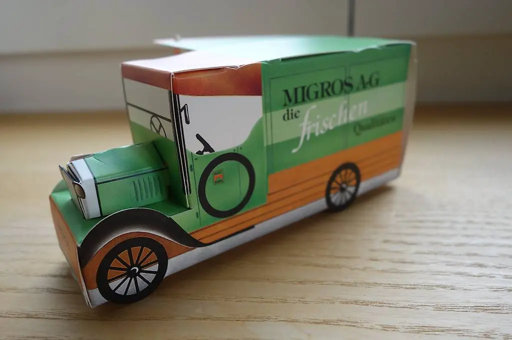 Migros Verkaufswagen Bastelbogen Nostalgie, wie anno dazumal