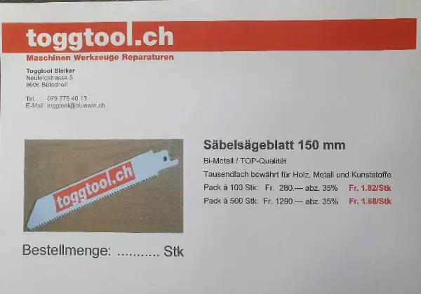 Säbelsägeblätter 150 mm