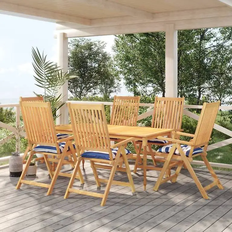 Stuhlkissen 6Stk. Blau & Weiss Gestreift 50x50x7cm Oxfo