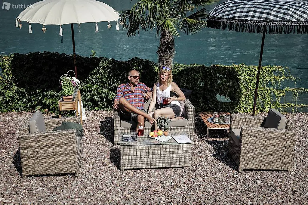 4-Teilig Rattan Garnitur