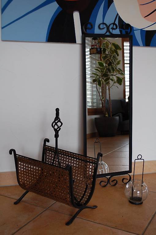 Retro Vintage Set Zeitungsständer Spiegel Windlicht Metall