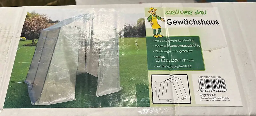 Gewächshaus B250 x T200 x H214
