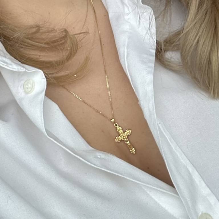 18K Goldkette mit Kreuzanhänger