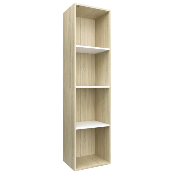  Bücherregal/TV-Schrank Weiss Sonoma-Eiche 36x30x143cm Spanp..