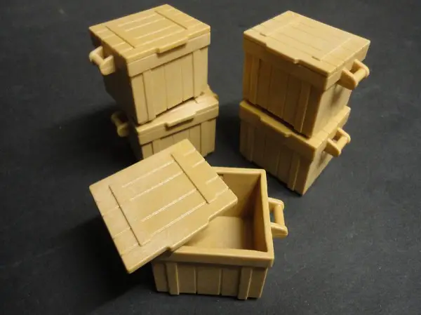 Playmobil 5 hellbraune Kisten mit Deckel