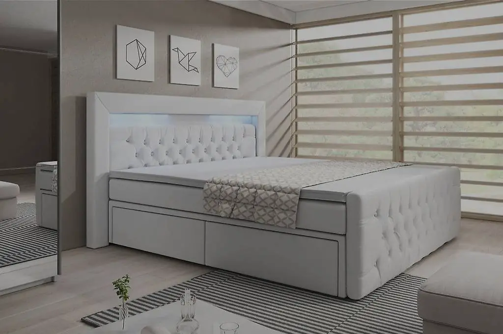 boxspringbett weiss samt