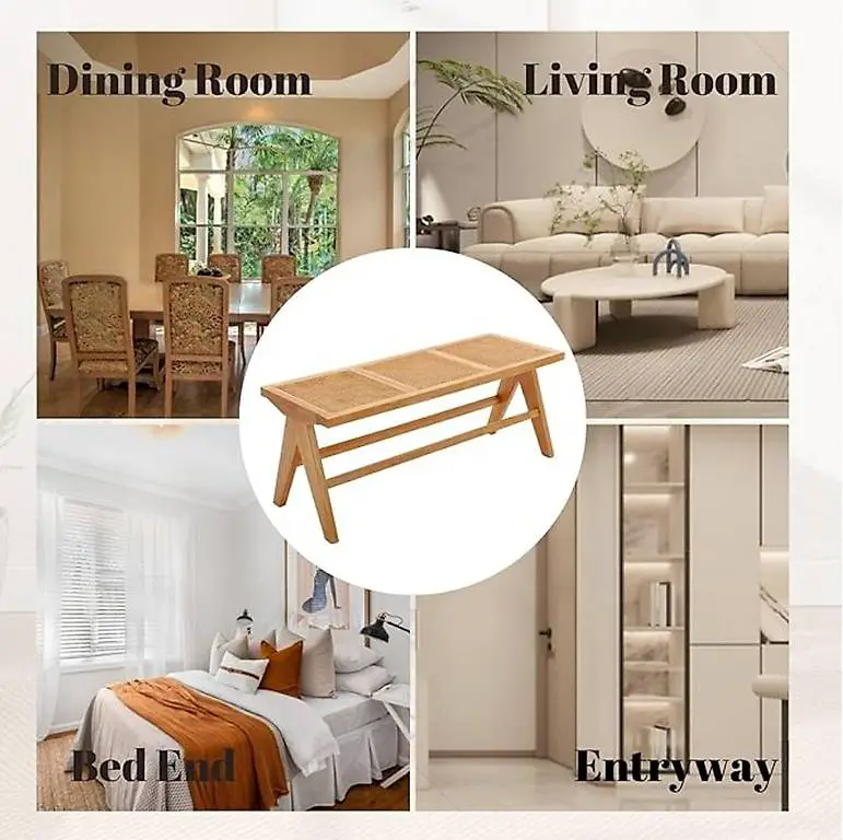 Wahson Esstischbank Rattan, Sitzbank Moderne Esszimmerbank