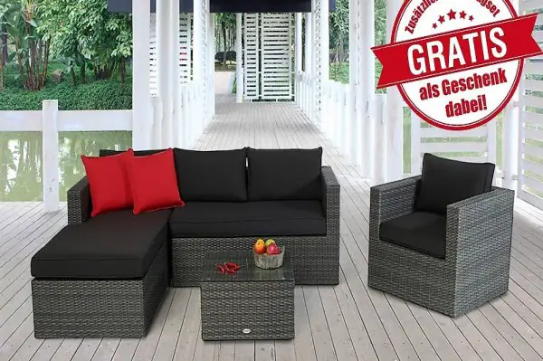  Rattan Outdoor Gartenlounge mix-grau