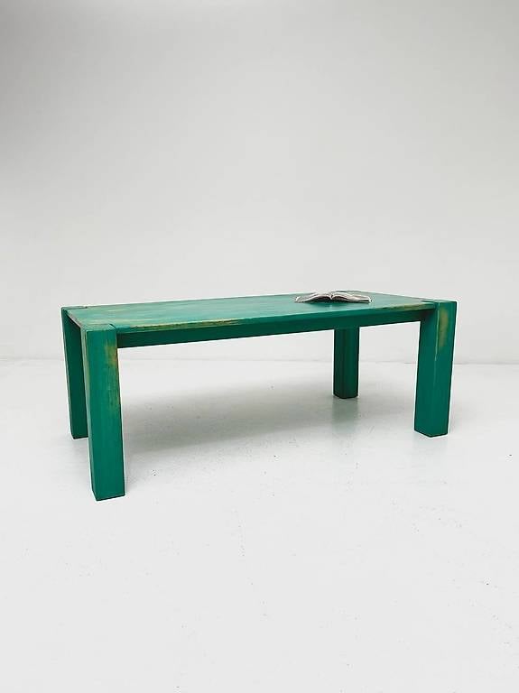 Grüner Kiefernholz Tisch im Shabby Chic-Stil