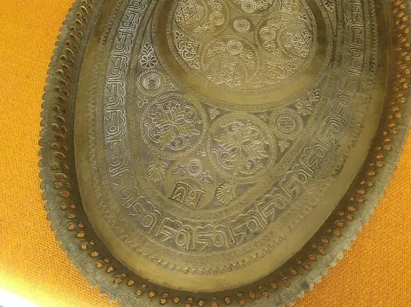 Messing-Tablett, oval, Handarbeit