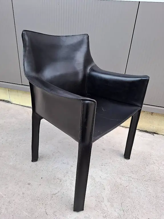 Designer Ledersessel schwarz Cassina CAB 413 70er Jahr