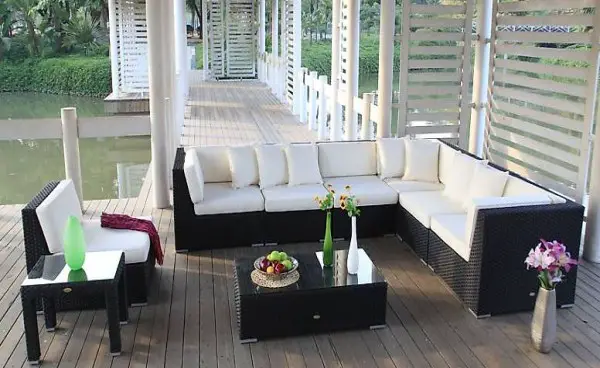 Polyrattan Gartenlounge Schwarz