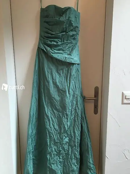Abendkleid, Schulterfrei, Meergrün, Gr. 38
