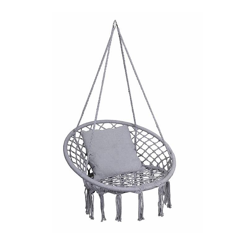 Hängesessel grau mit Kissen