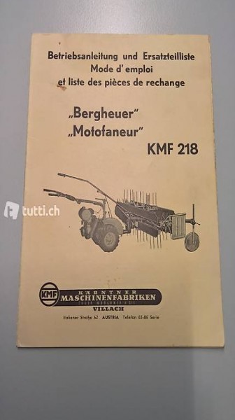KMF 218 Bergheuer Betriebsanleitung + Ersatzteilliste ( PDF)