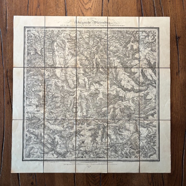 >rarität: antike xl karte königreich würtemberg 1838 de
