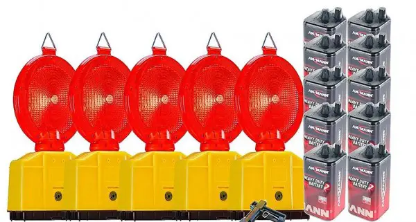  Set 5 rote Baustellenleuchten, LED, Warnleuchte