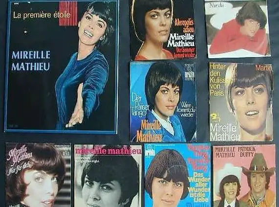 MIREILLE MATHIEU Sammlung: 8 Vinyl Singles + 1 LP