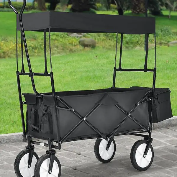  Bollerwagen faltbar mit abnehmbaren Dach und Tasche in schwa