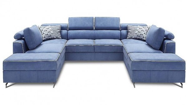  WOHNLANDSCHAFT BETTFUNKTION STOFF ECKSOFA U-FORM COUCH NEU